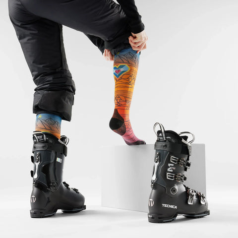 Ski Geo Peaks Print Over The Calf Socks