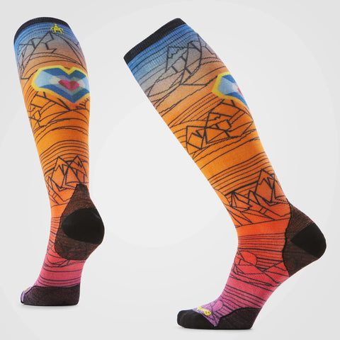 Ski Geo Peaks Print Over The Calf Socks